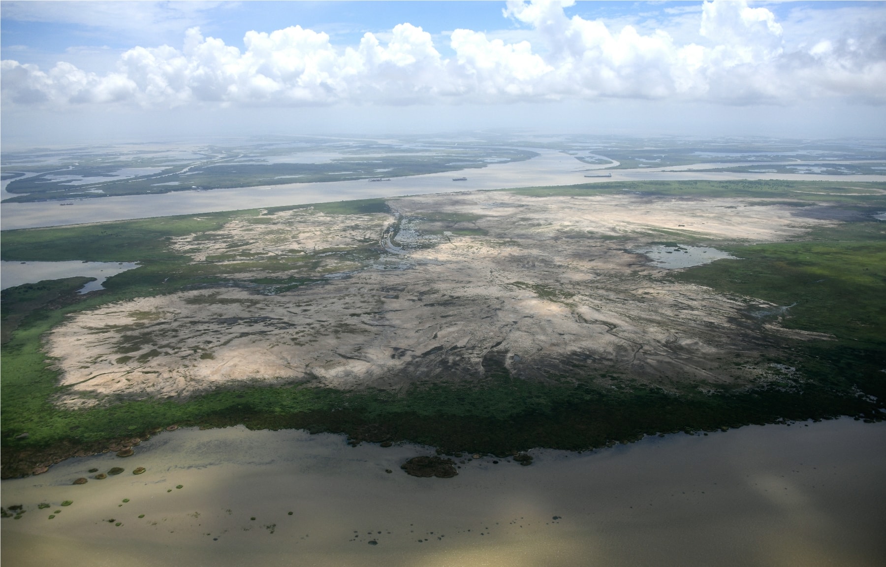 Summer cumulus over the Birds Foot Delta south of Venice, Louisiana